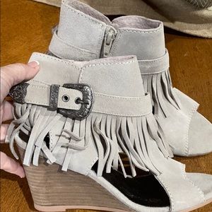 Fringed Wedge Sandals